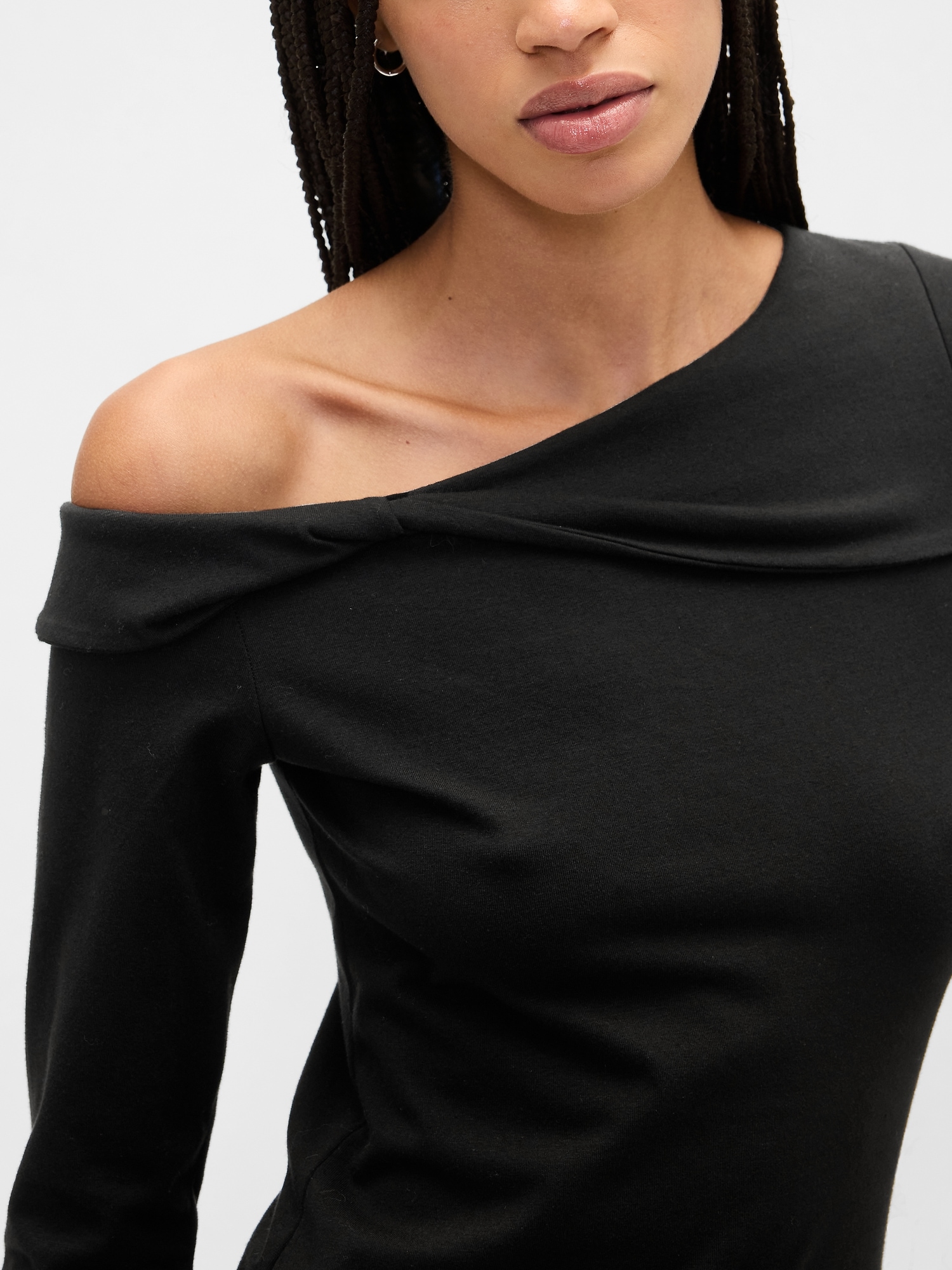 Gap Factory Stretch One-shoulder Top In Black