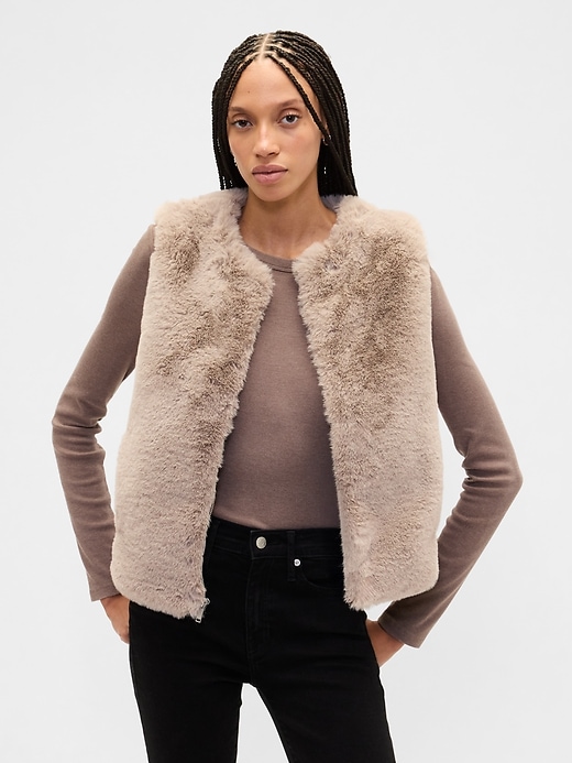 Image number 1 showing, 100% Recycled Faux-Fur Vest