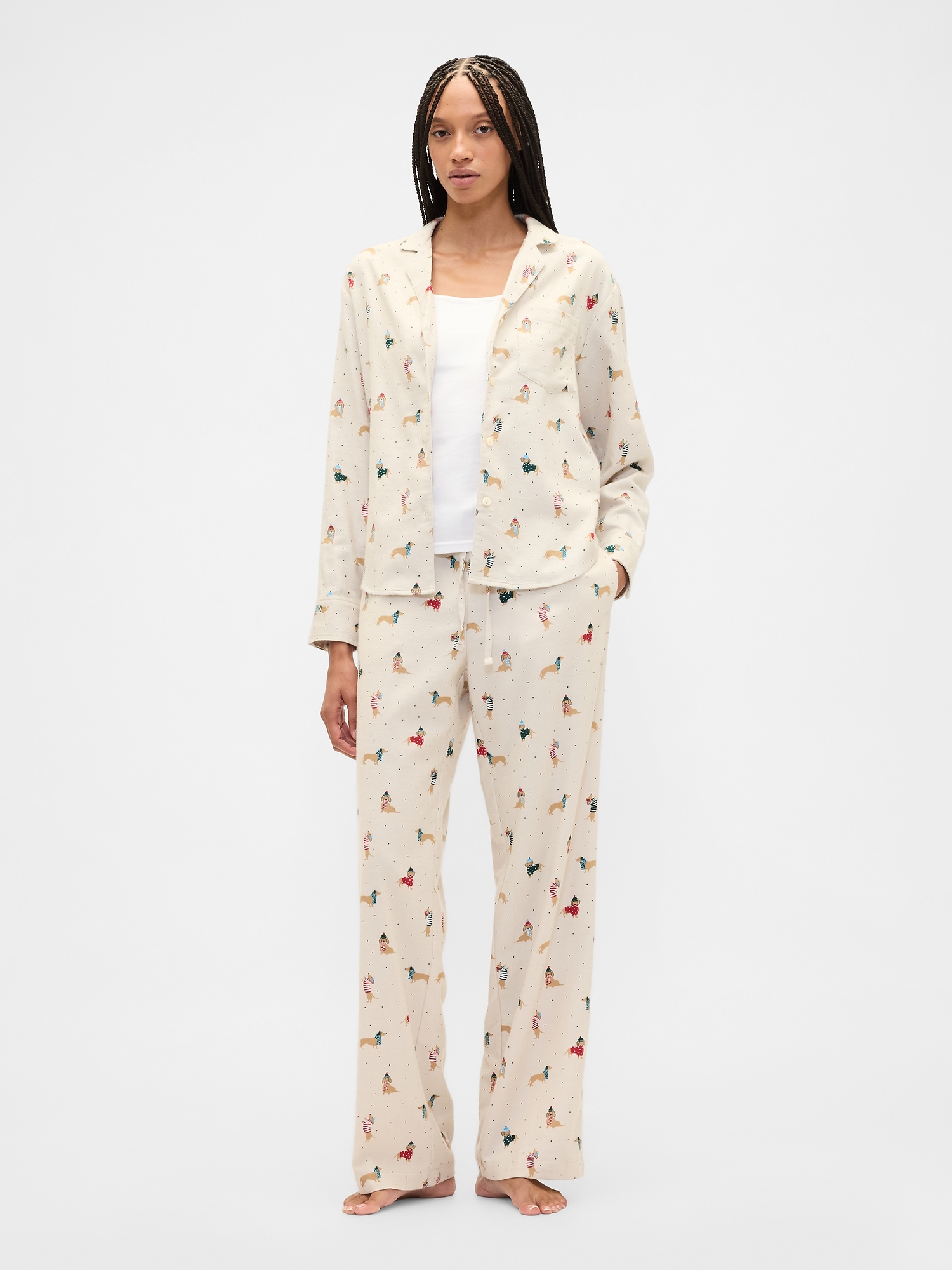 Flannel Pull-On PJ Pants - Family Holiday Dog