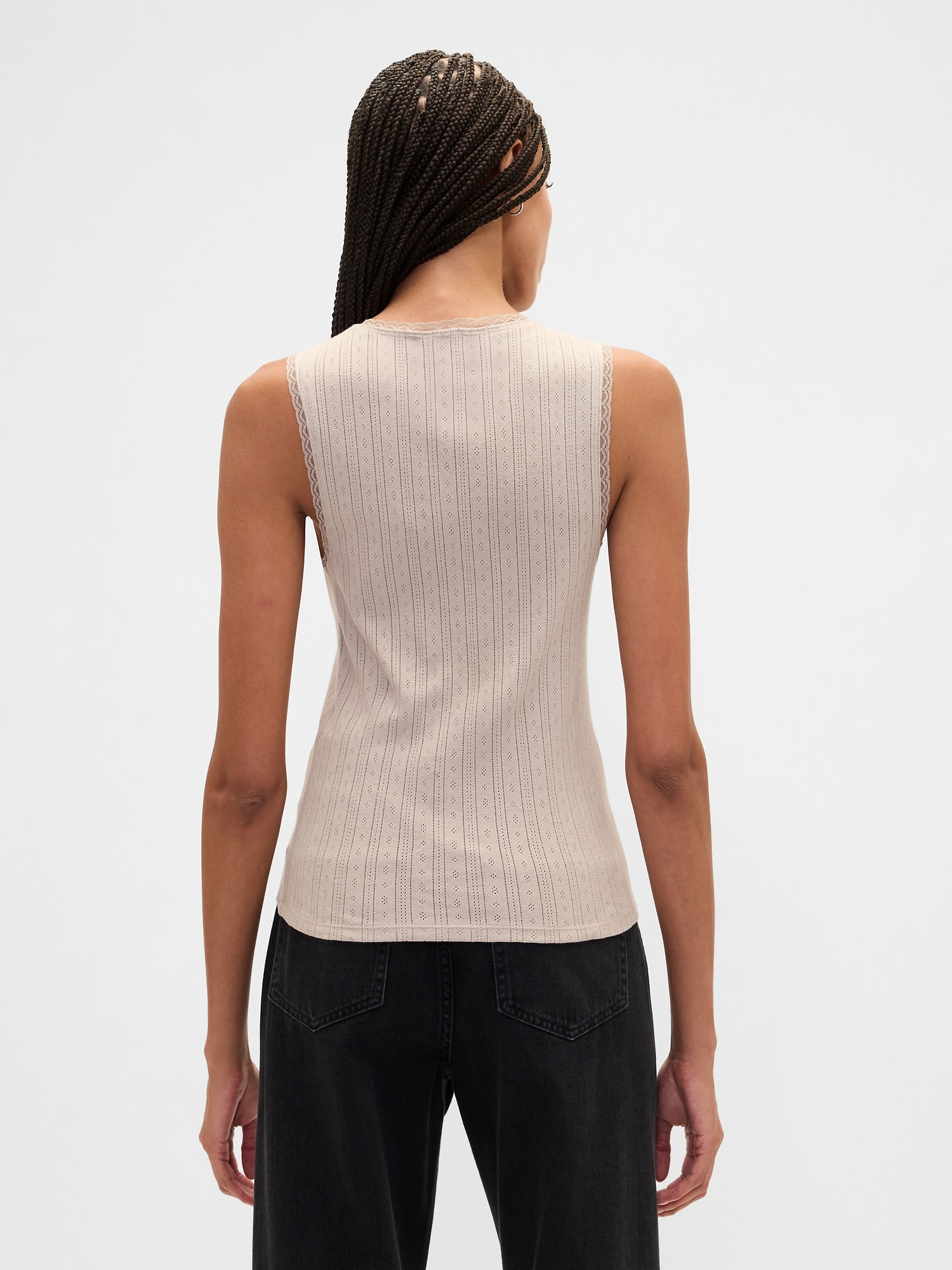 Gap Factory Sleeveless Pointelle Top In Neutral