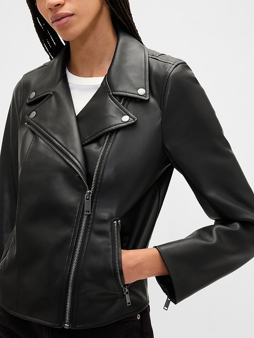 Image number 4 showing, Vegan-Leather Moto Jacket