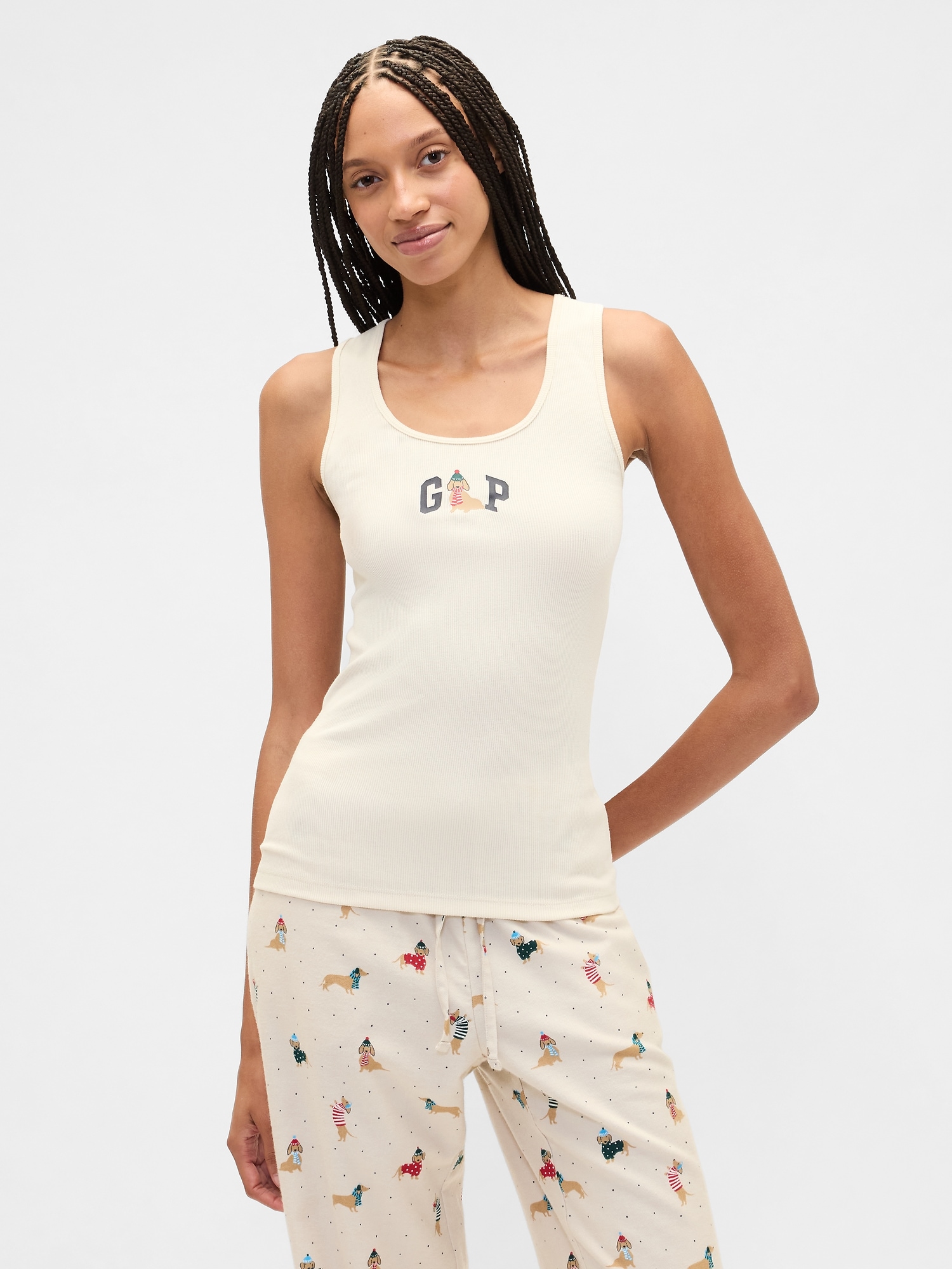 Gap Factory Gap Logo Ribbed Tank Top In White