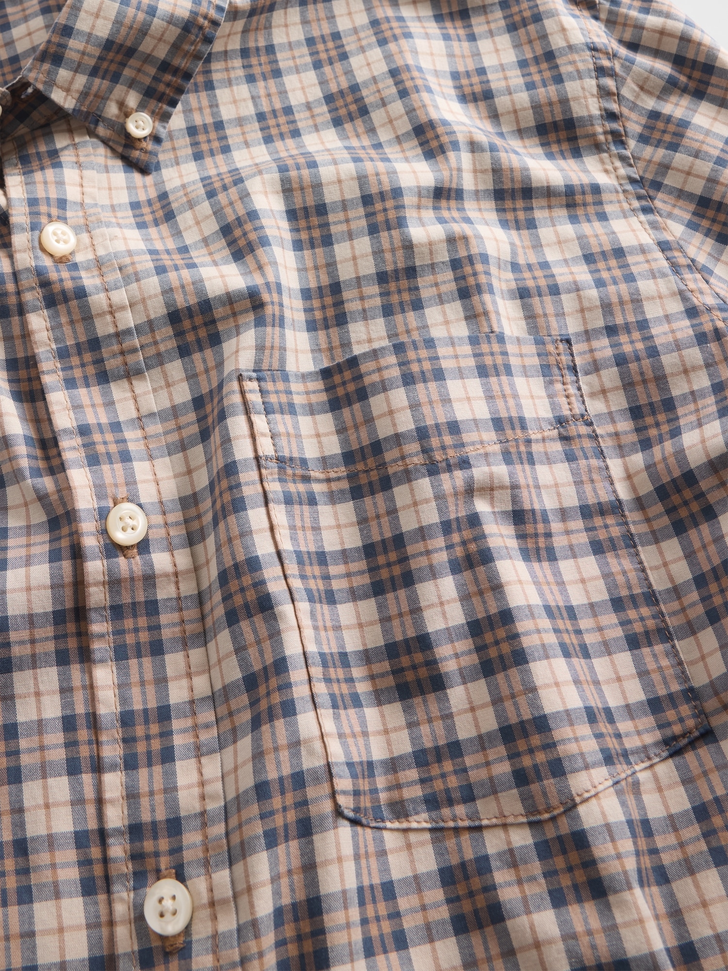 Gap Factory Stretch Poplin Shirt In Standard Fit In Brown