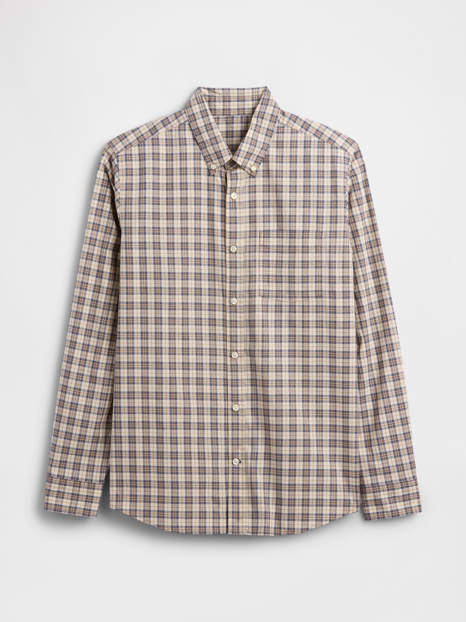 Gap Factory Stretch Poplin Shirt In Standard Fit In Brown