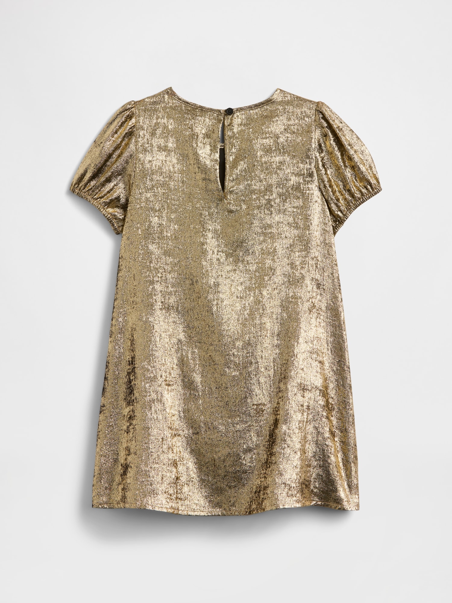 Gap Factory Babygap Puff Sleeve Bow Dress In Gold