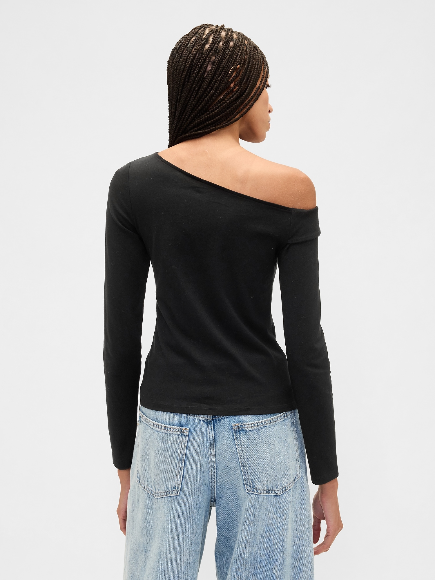 Gap Factory Stretch One-shoulder Top In Black