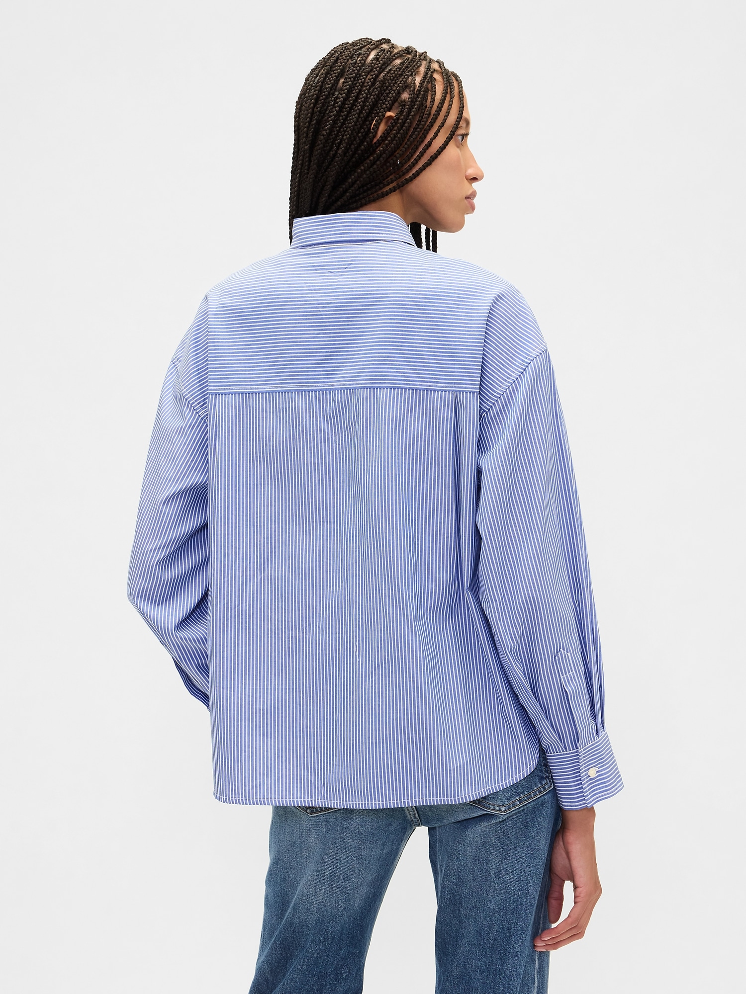 Gap Factory Oversized Shirt In Poplin In Blue