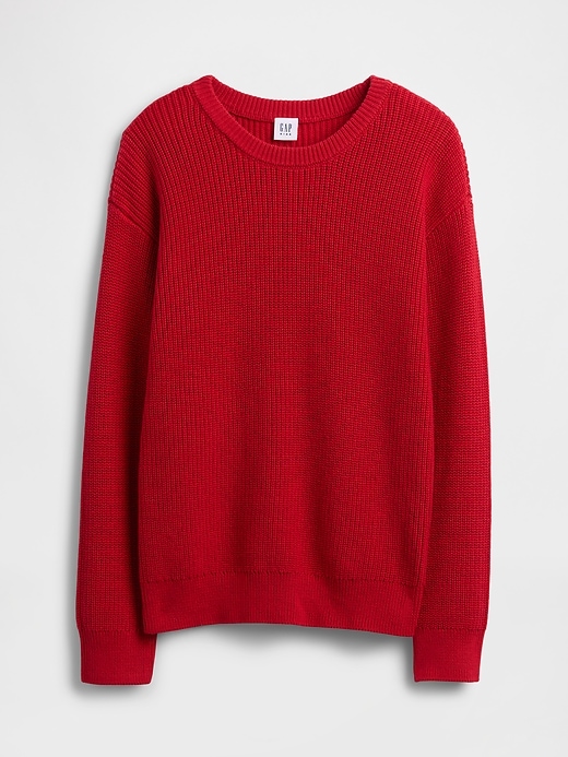 Image number 1 showing, Kids Relaxed Shaker-Stitch Crewneck Sweater