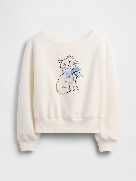 Image number 1 showing, Kids Relaxed Off-Shoulder Graphic Sweatshirt