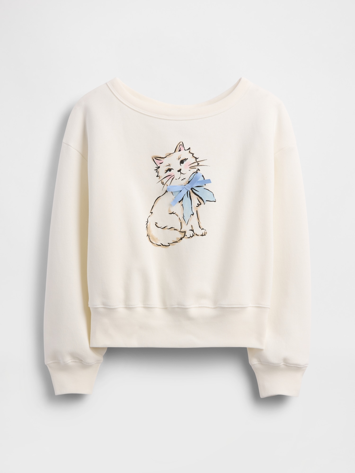 Kids Relaxed Off-Shoulder Graphic Sweatshirt