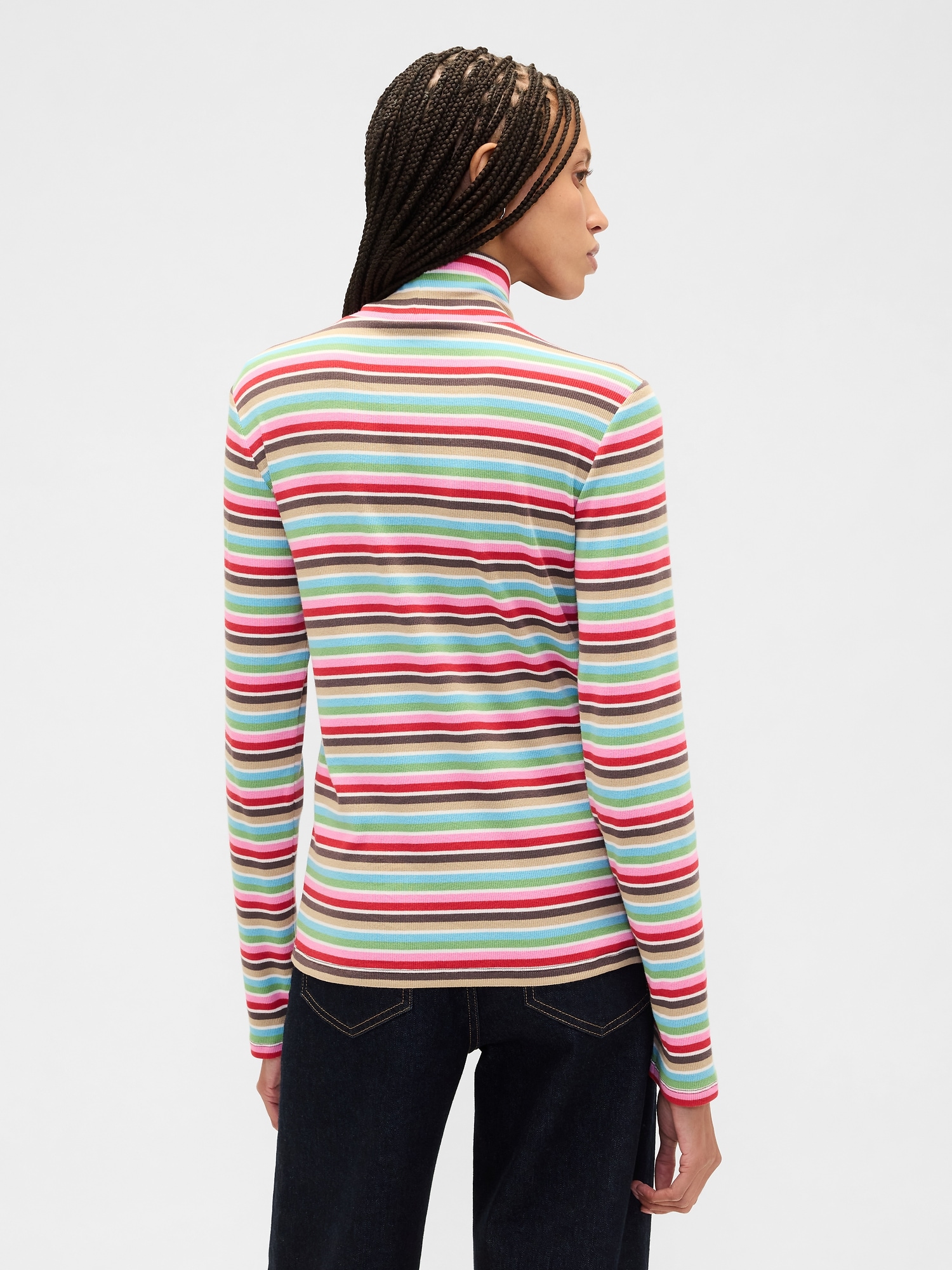 Gap Factory Ribbed Turtleneck T-shirt In Multi