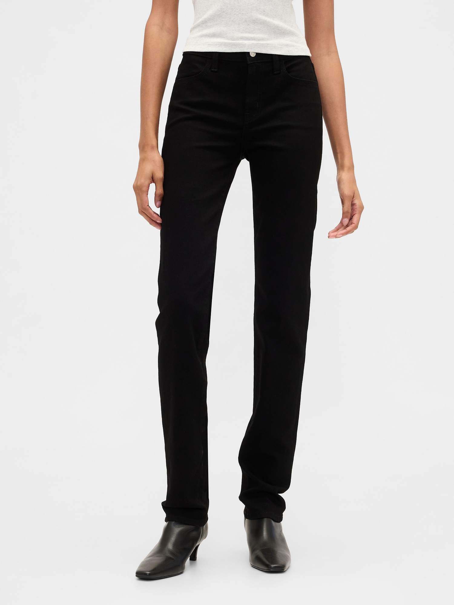 Gap Factory Mid Rise Classic Straight Jeans In Black