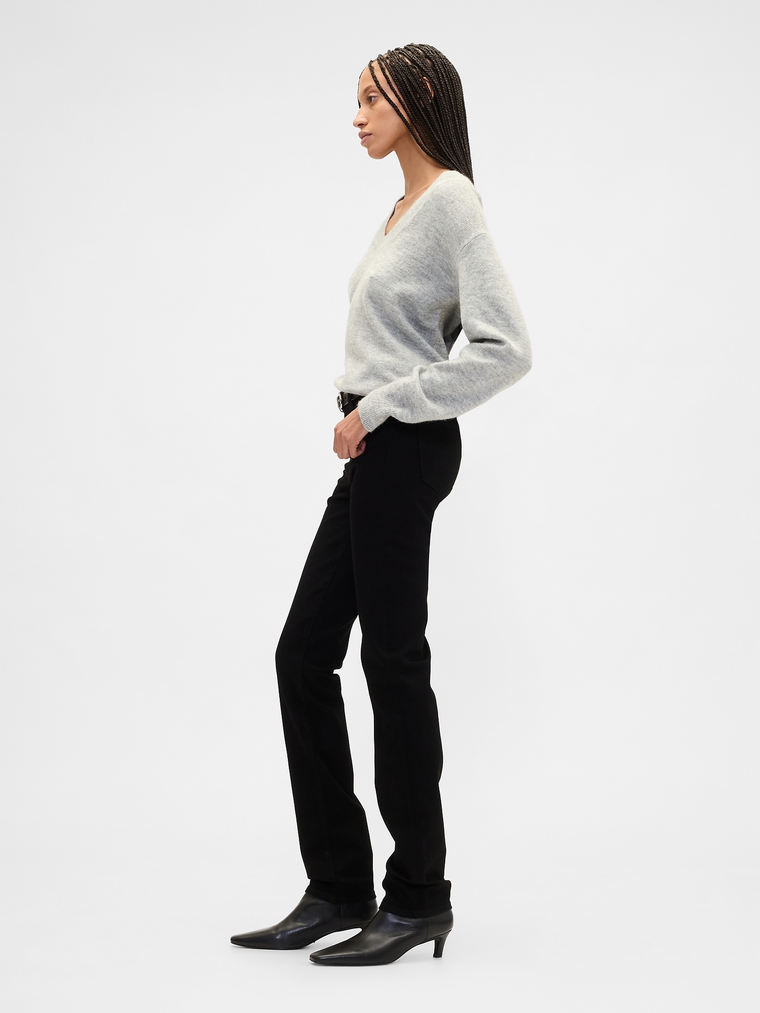 Gap Factory Mid Rise Classic Straight Jeans In Black