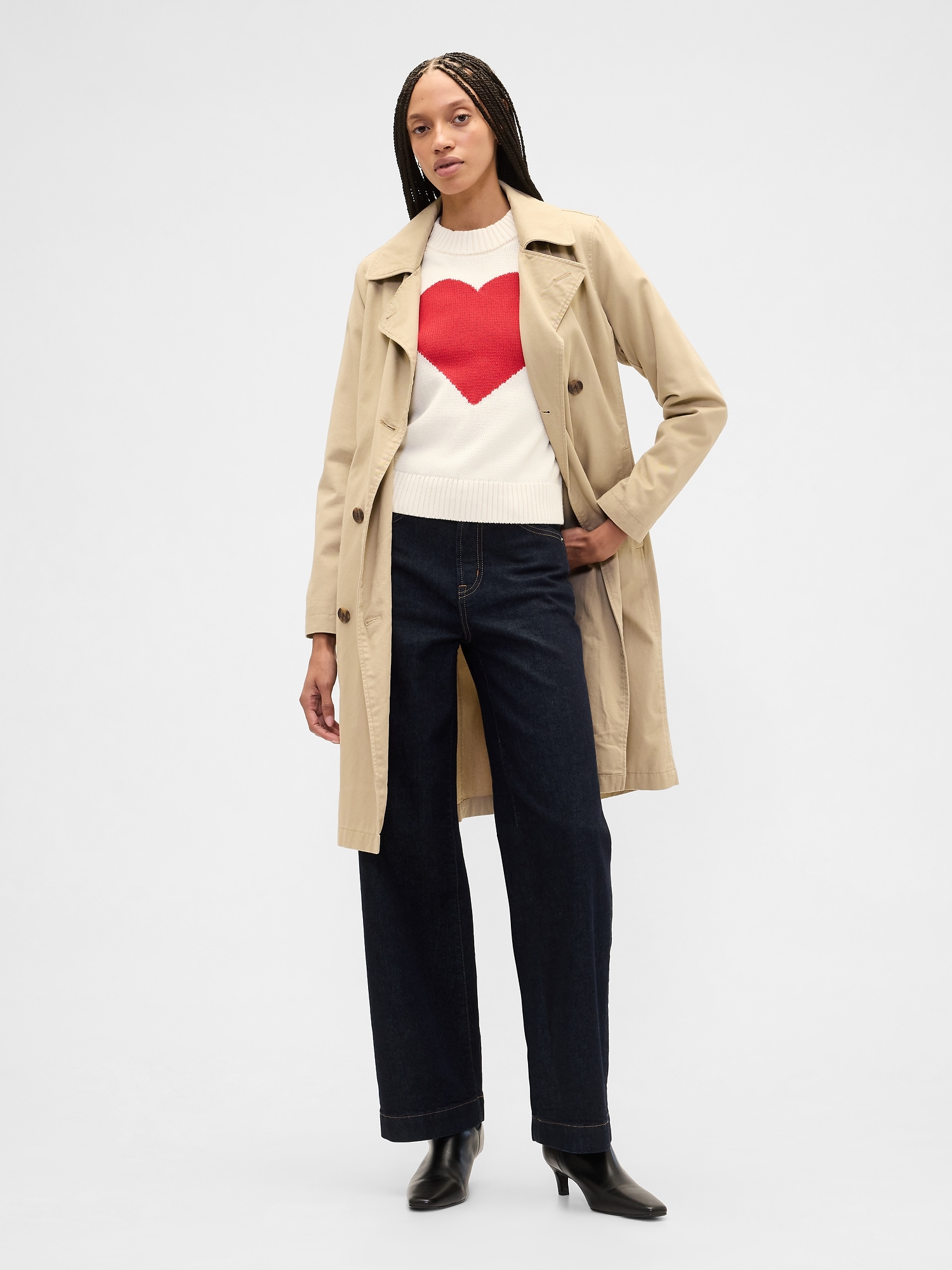 Gap Factory Relaxed Cropped Intarsia Sweater In White