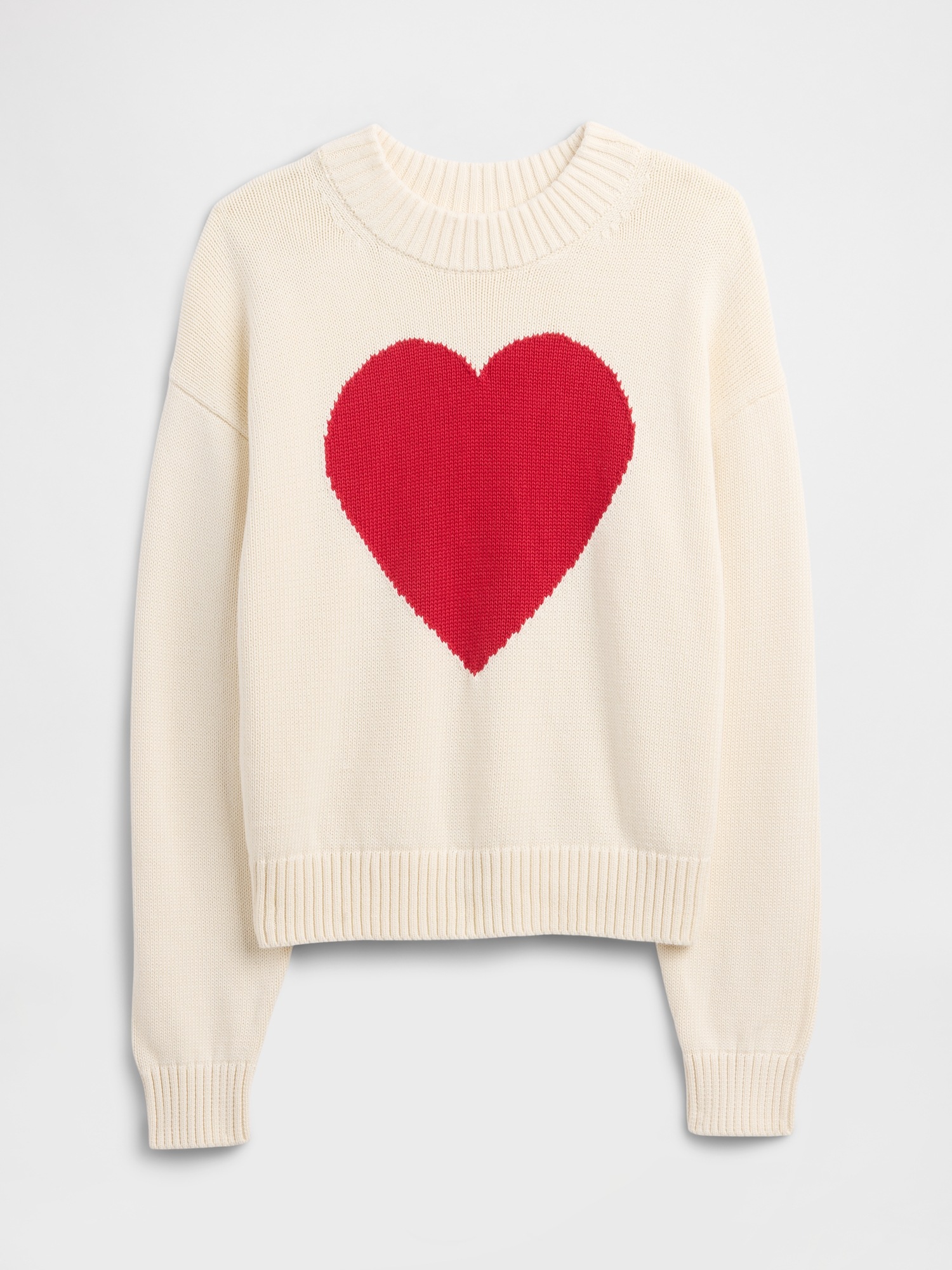 Gap Factory Relaxed Cropped Intarsia Sweater In White