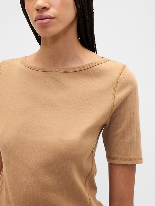 Image number 4 showing, Modern Ribbed Boatneck T-Shirt