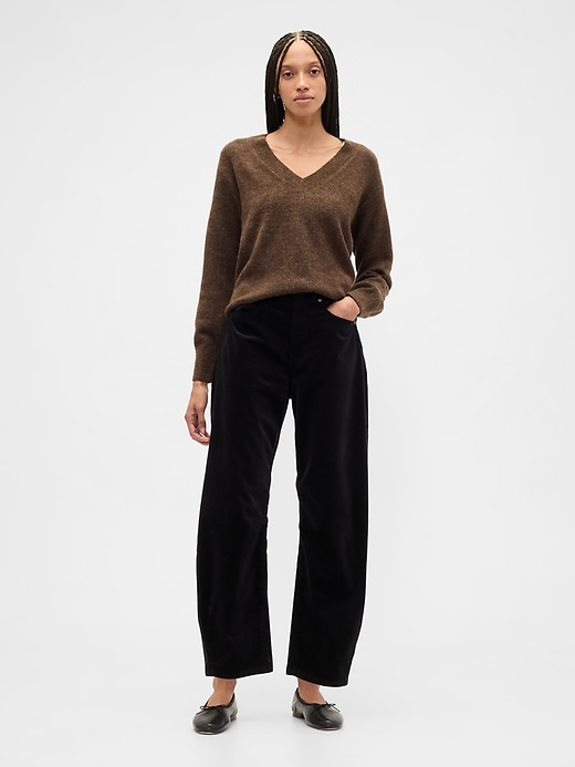 Image number 1 showing, High Rise Barrel Velvet Pants