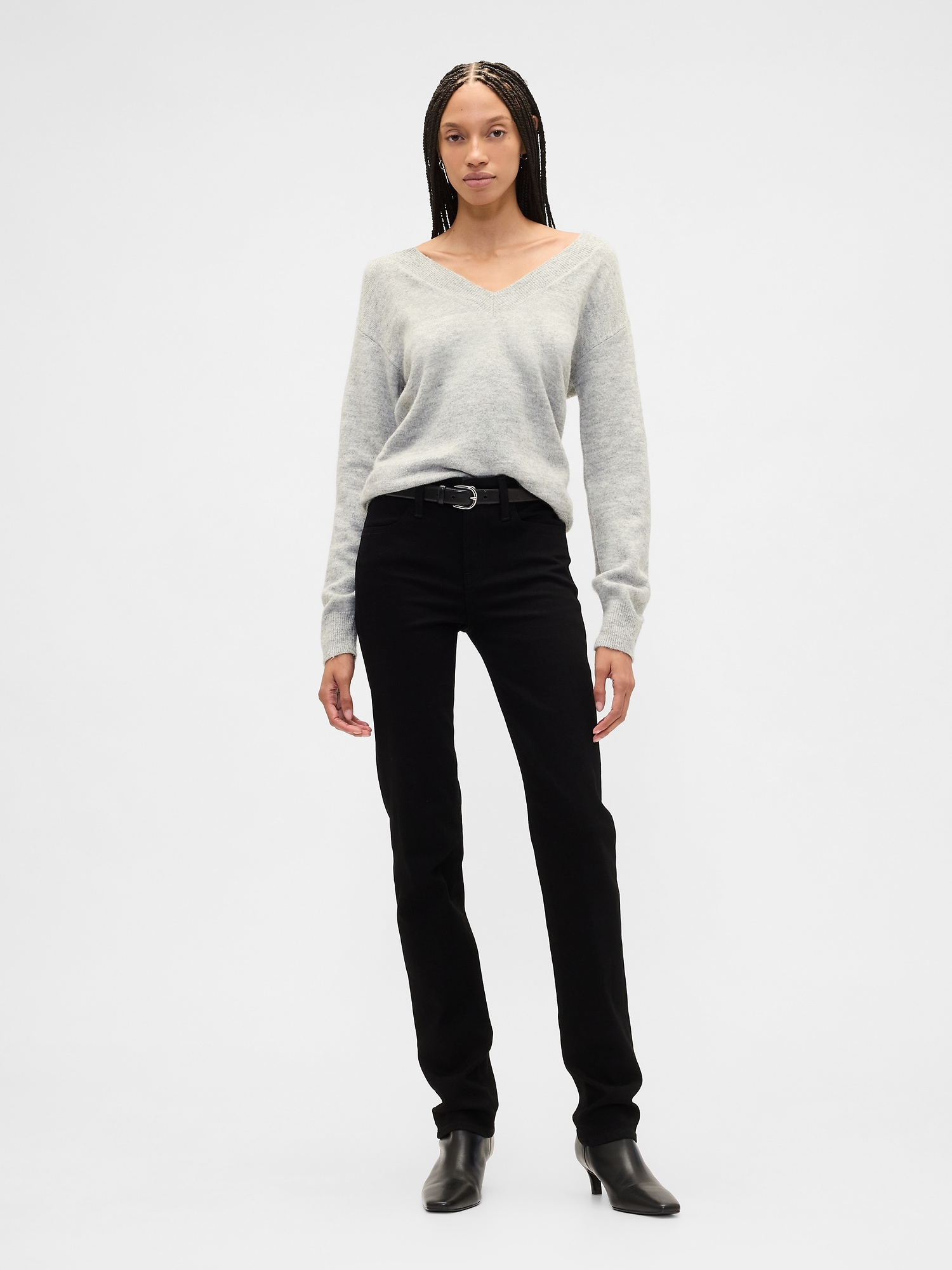 Gap Factory Mid Rise Classic Straight Jeans In Black