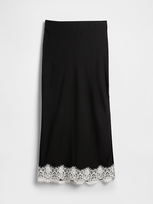 Image number 5 showing, Satin Lace-Hem Slip Skirt