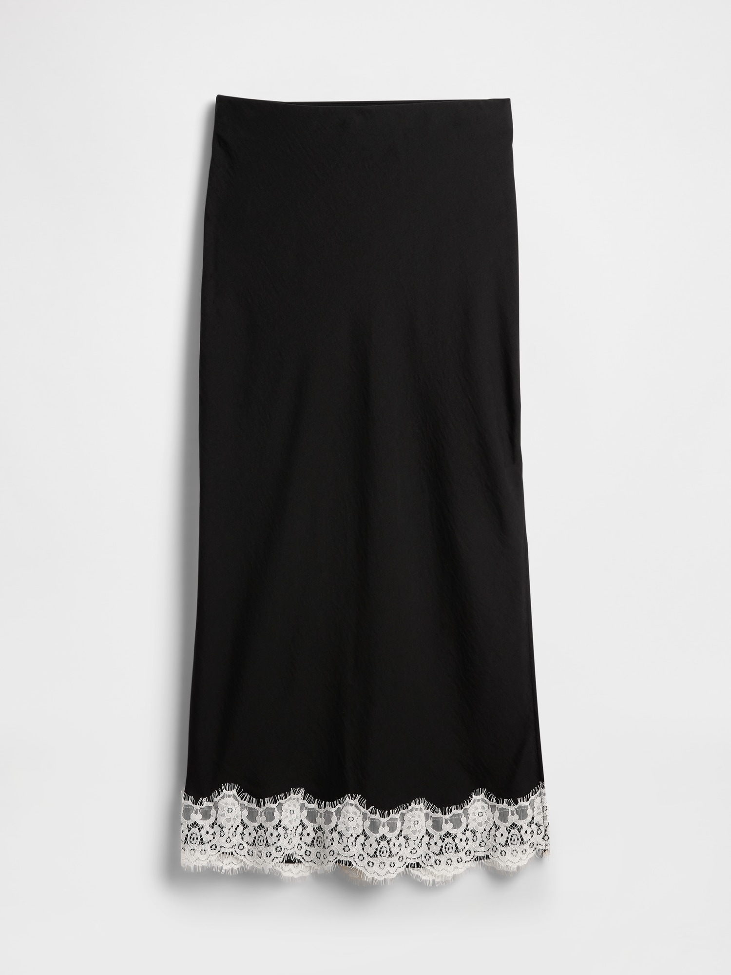 Gap Factory Satin Lace-hem Slip Skirt In Black