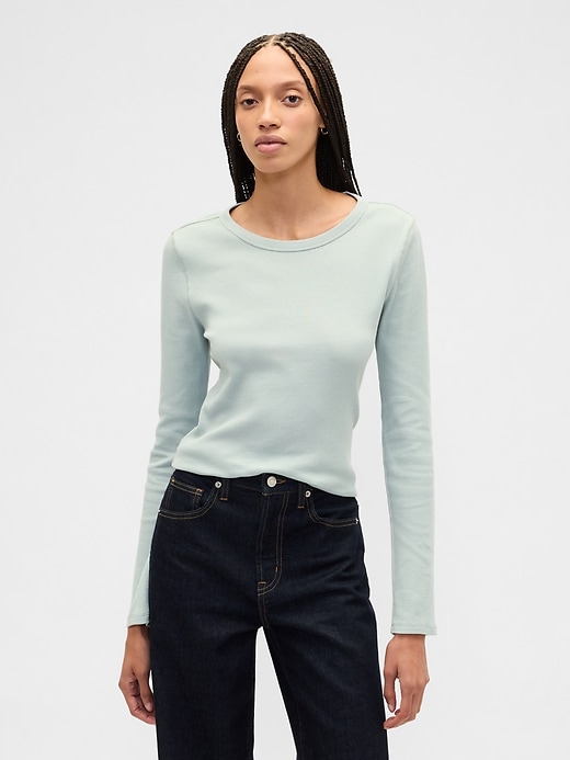 Image number 1 showing, Waffle-Knit Crewneck T-Shirt