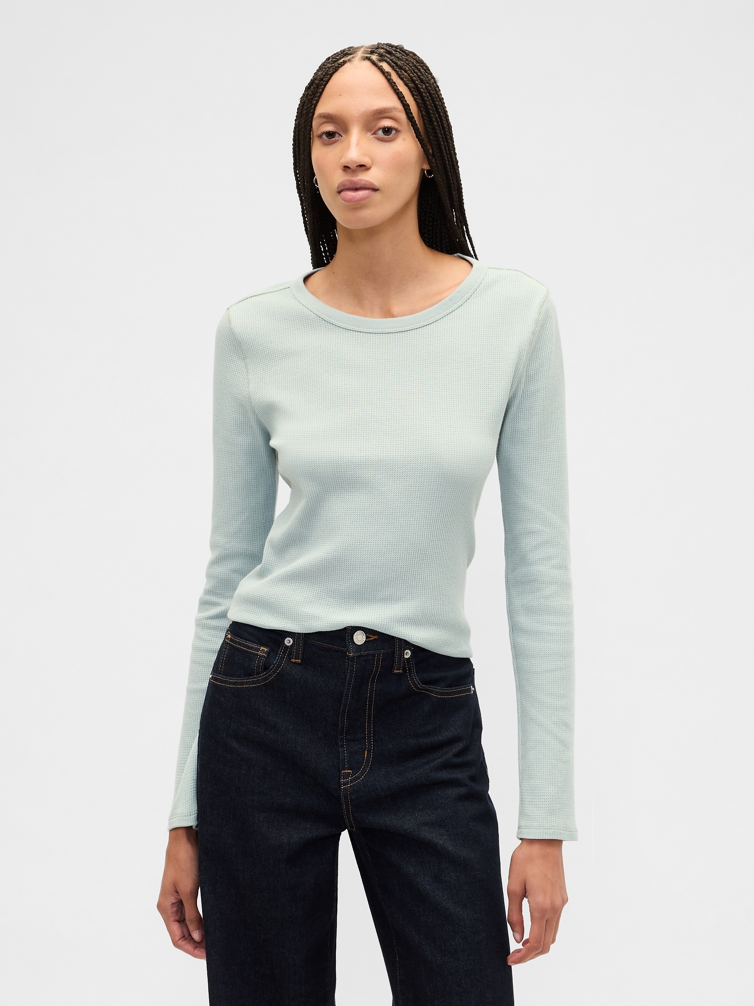Waffle-Knit Crewneck T-Shirt - Iceberg Green