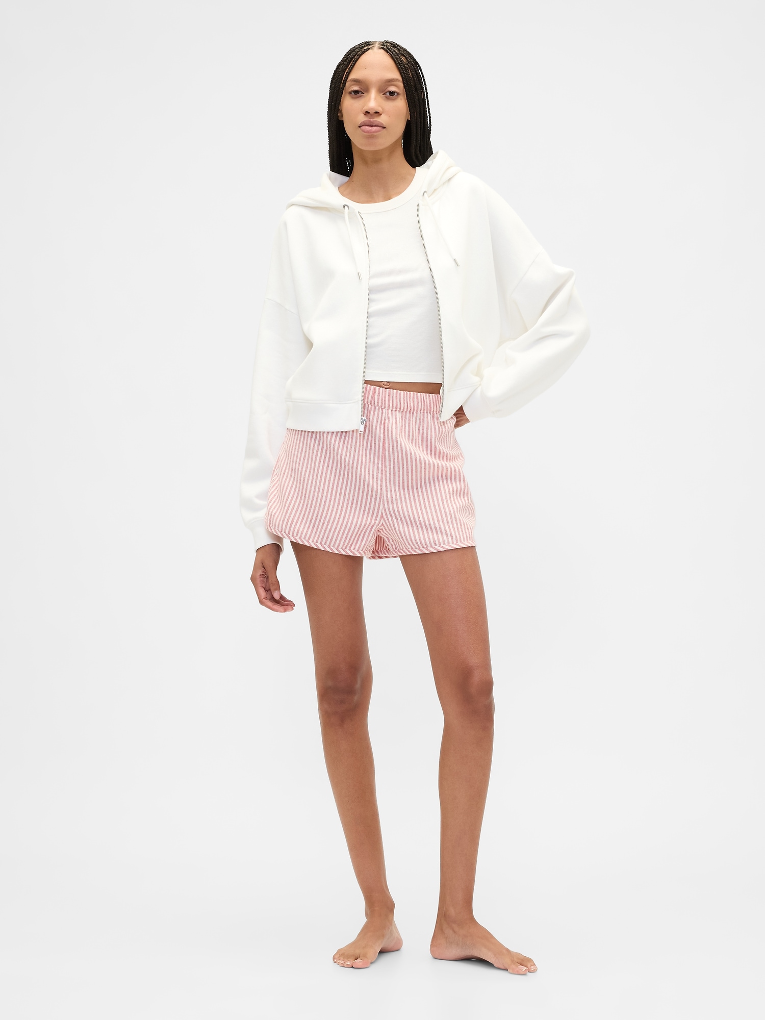 Flannel PJ Shorts - Family Red Stripe