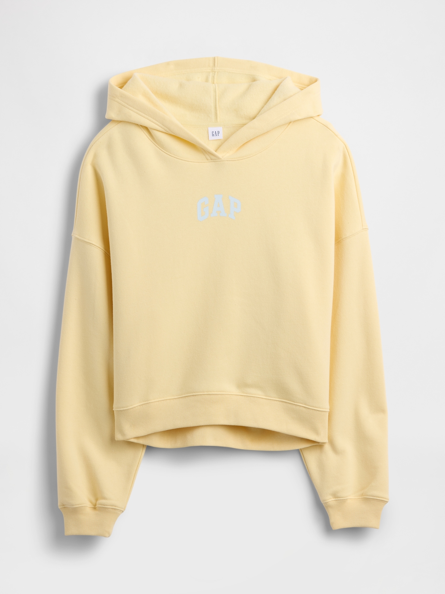 Gap Factory Relaxed Gap Mini-logo Cropped Hoodie In Yellow
