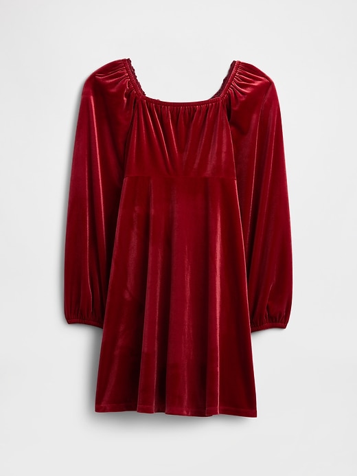Image number 2 showing, Kids Puff Sleeve Velour Dress