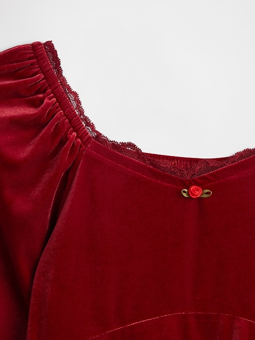 Image number 3 showing, Kids Puff Sleeve Velour Dress