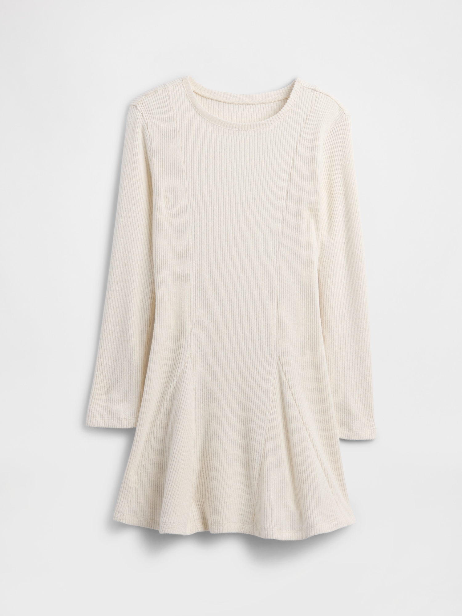 Kids Ribbed Sweater Dress - Ivory Cream Frost