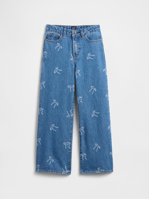 Image number 1 showing, Kids High Rise Print Wide-Leg Ankle Jeans