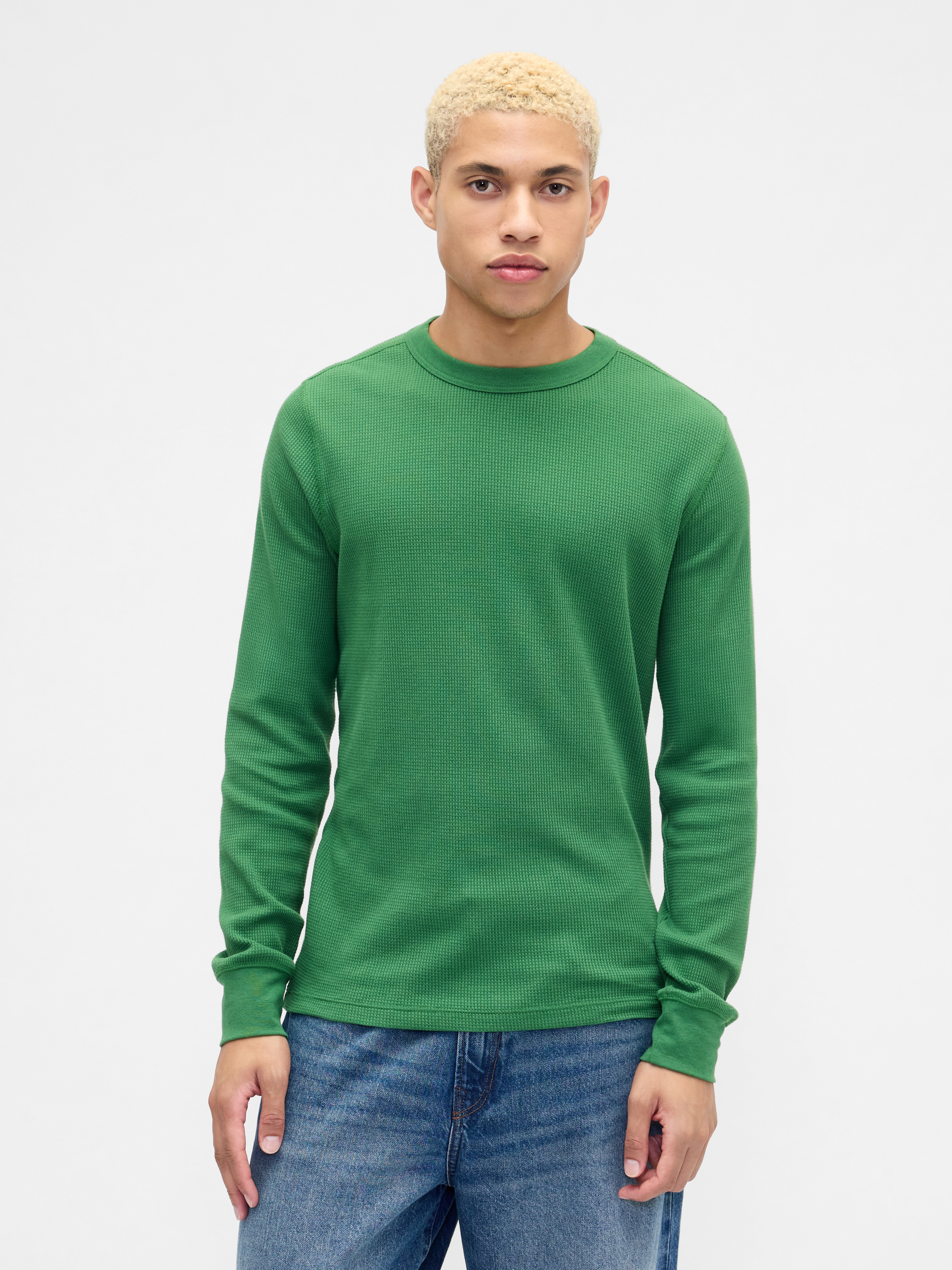 Waffle-Knit Crewneck T-Shirt