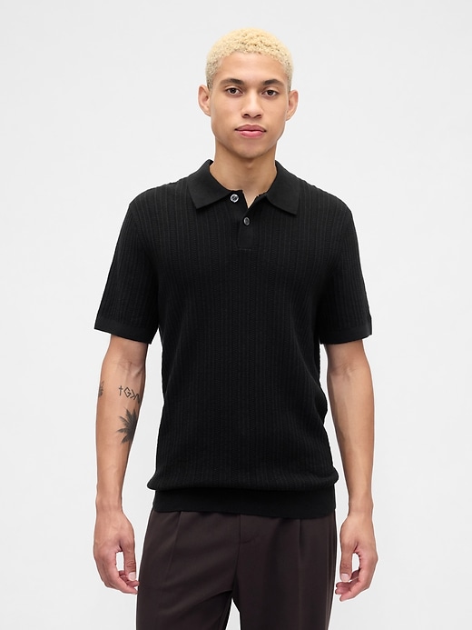 Image number 1 showing, Textured Sweater Polo Shirt