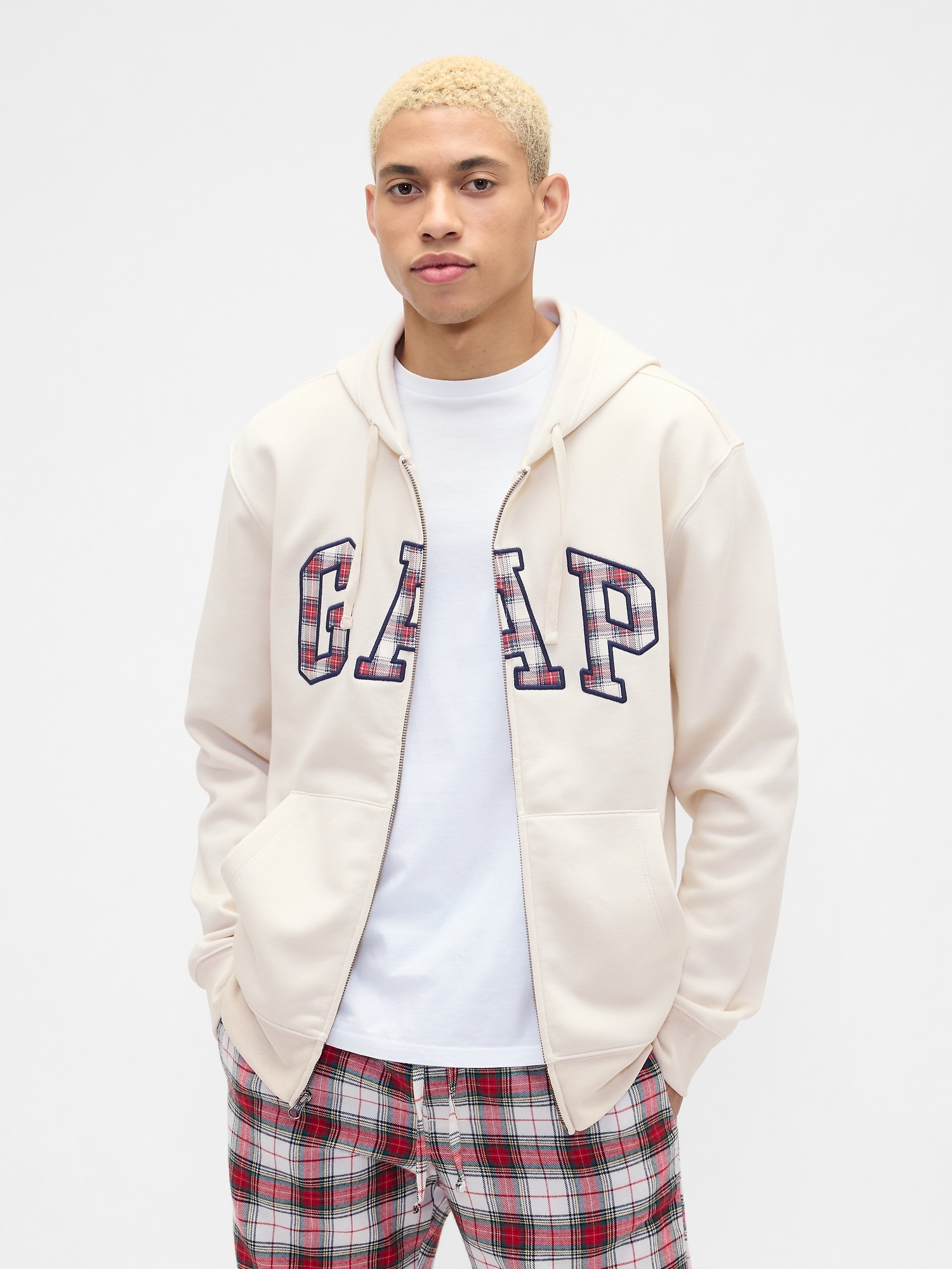Gap Factory Relaxed Gap Logo Zip Hoodie In White