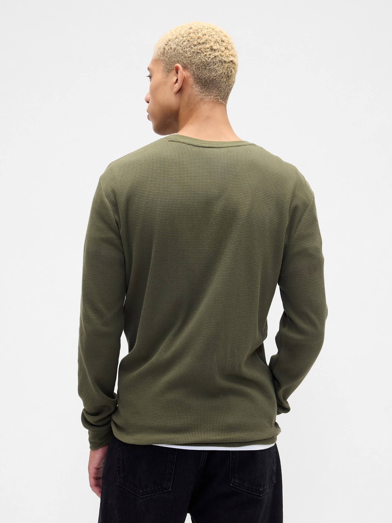 Waffle-Knit Henley T-Shirt