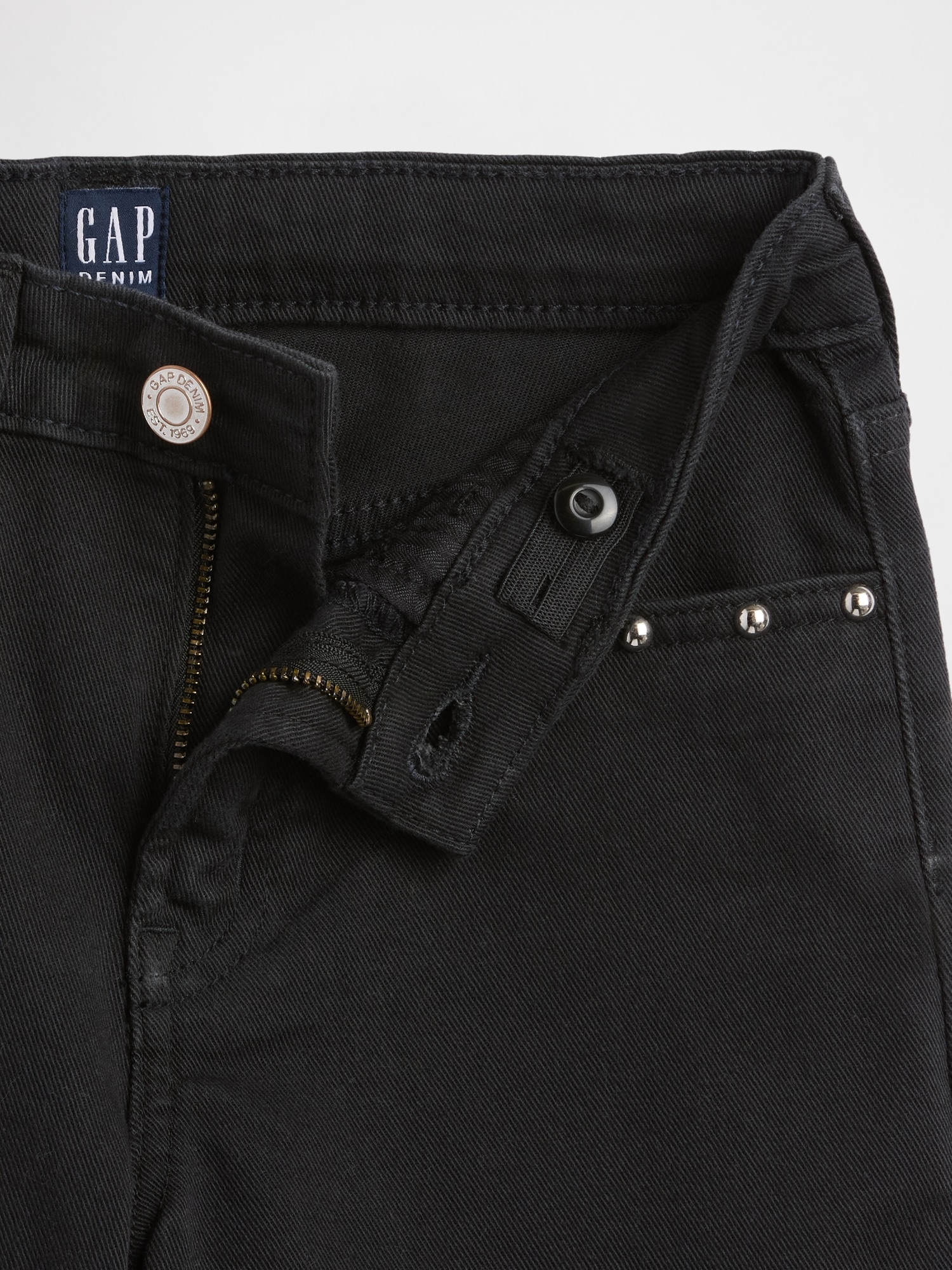 Gap Factory Kids High Rise Studded Wide-leg Jeans In Black