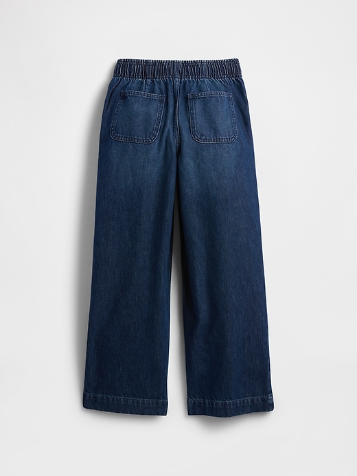 Image number 2 showing, Kids High Rise Embroidered Pull-On Wide-Leg Jeans