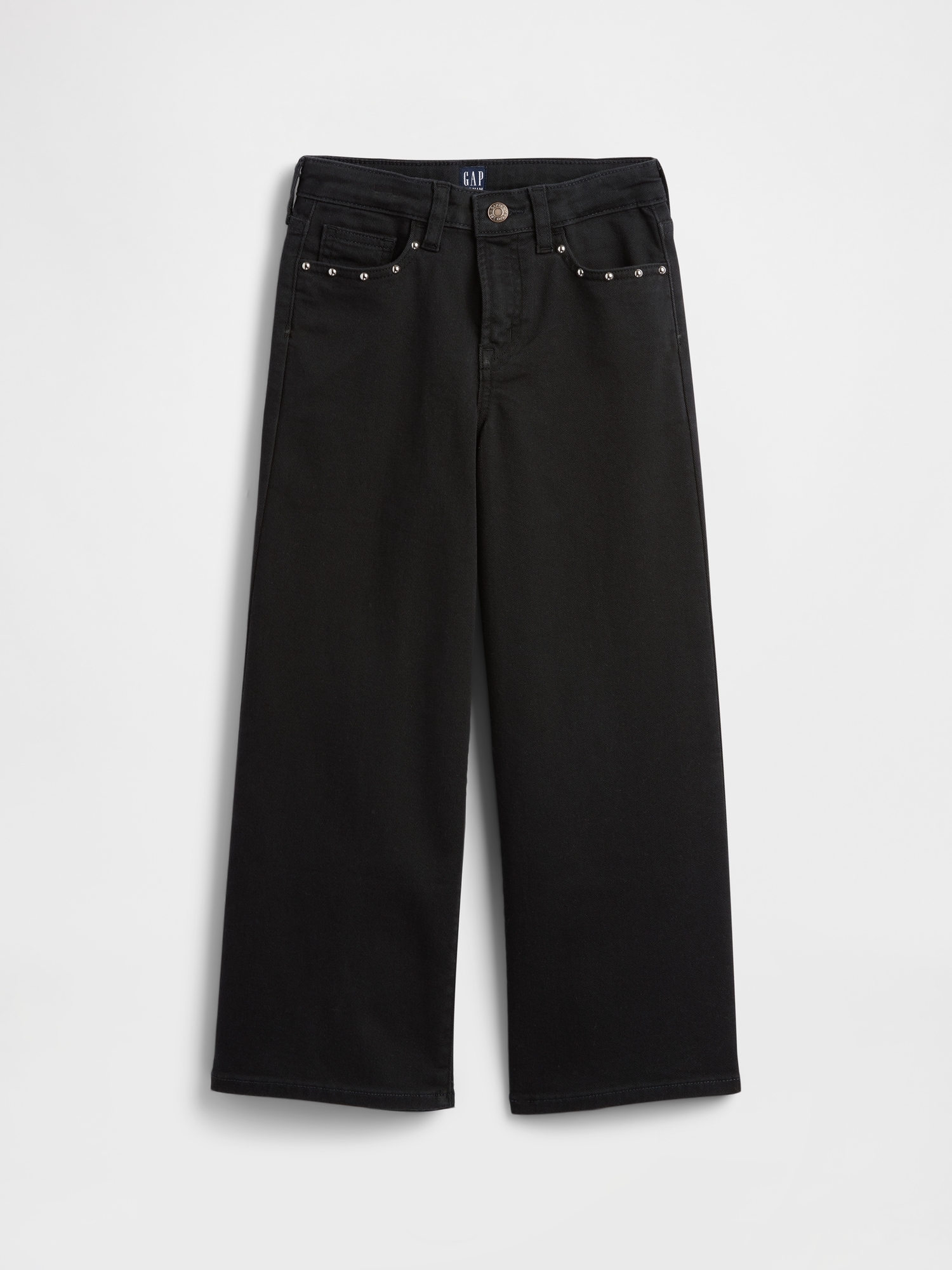 Kids High Rise Studded Wide-Leg Jeans