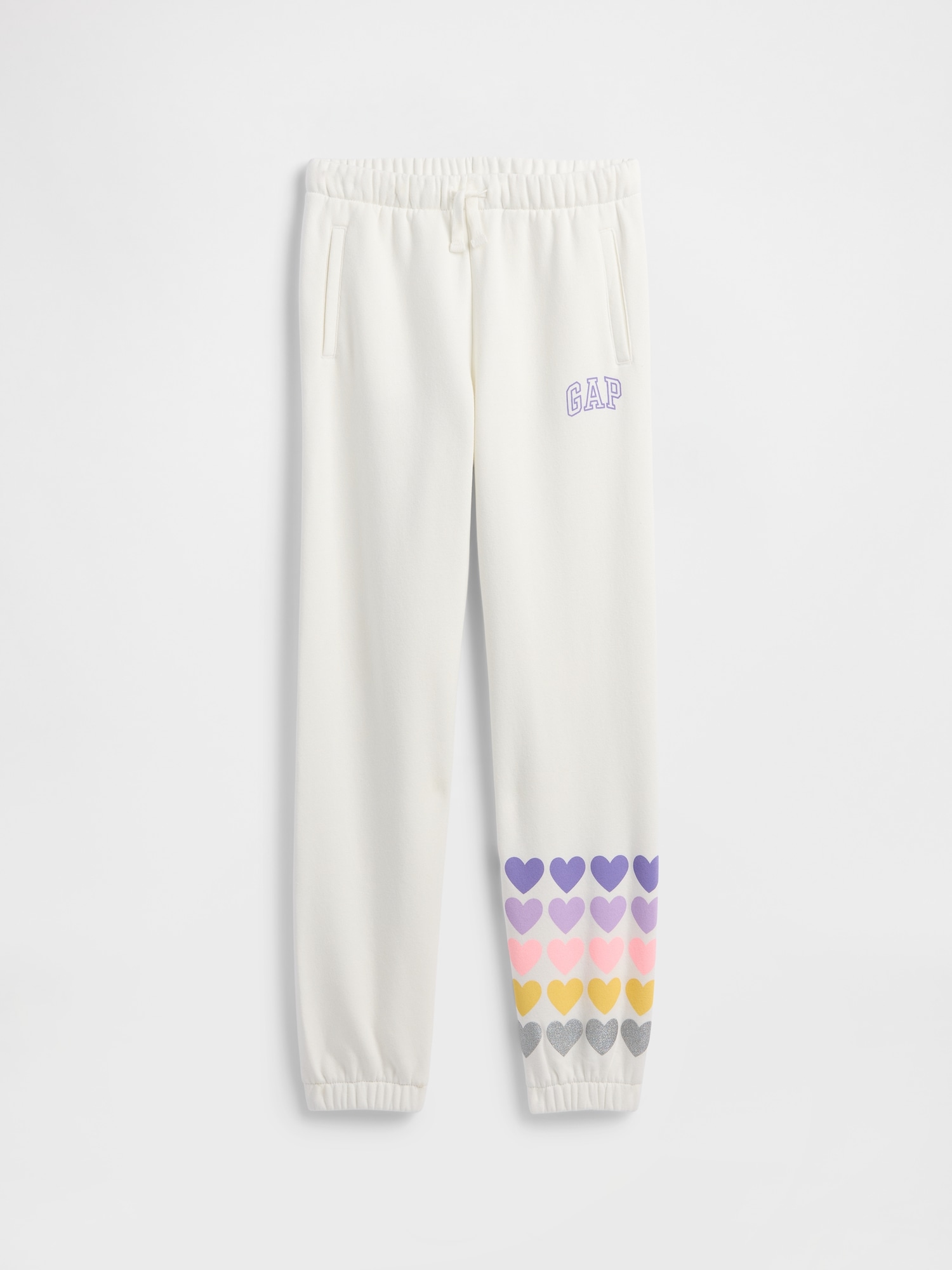 Kids Relaxed Gap Logo Joggers - White Heart Graphic