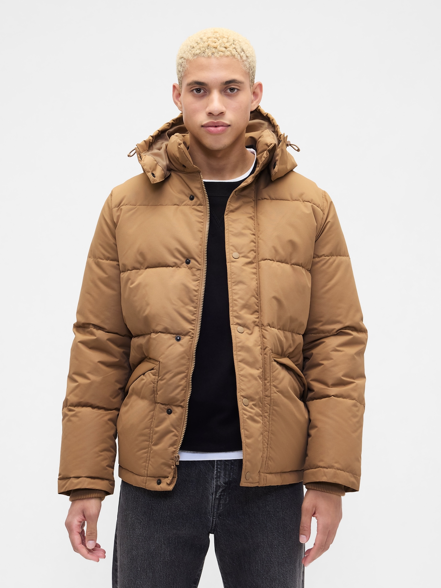 ColdControl Max Short Puffer Coat - Cream Caramel Brown