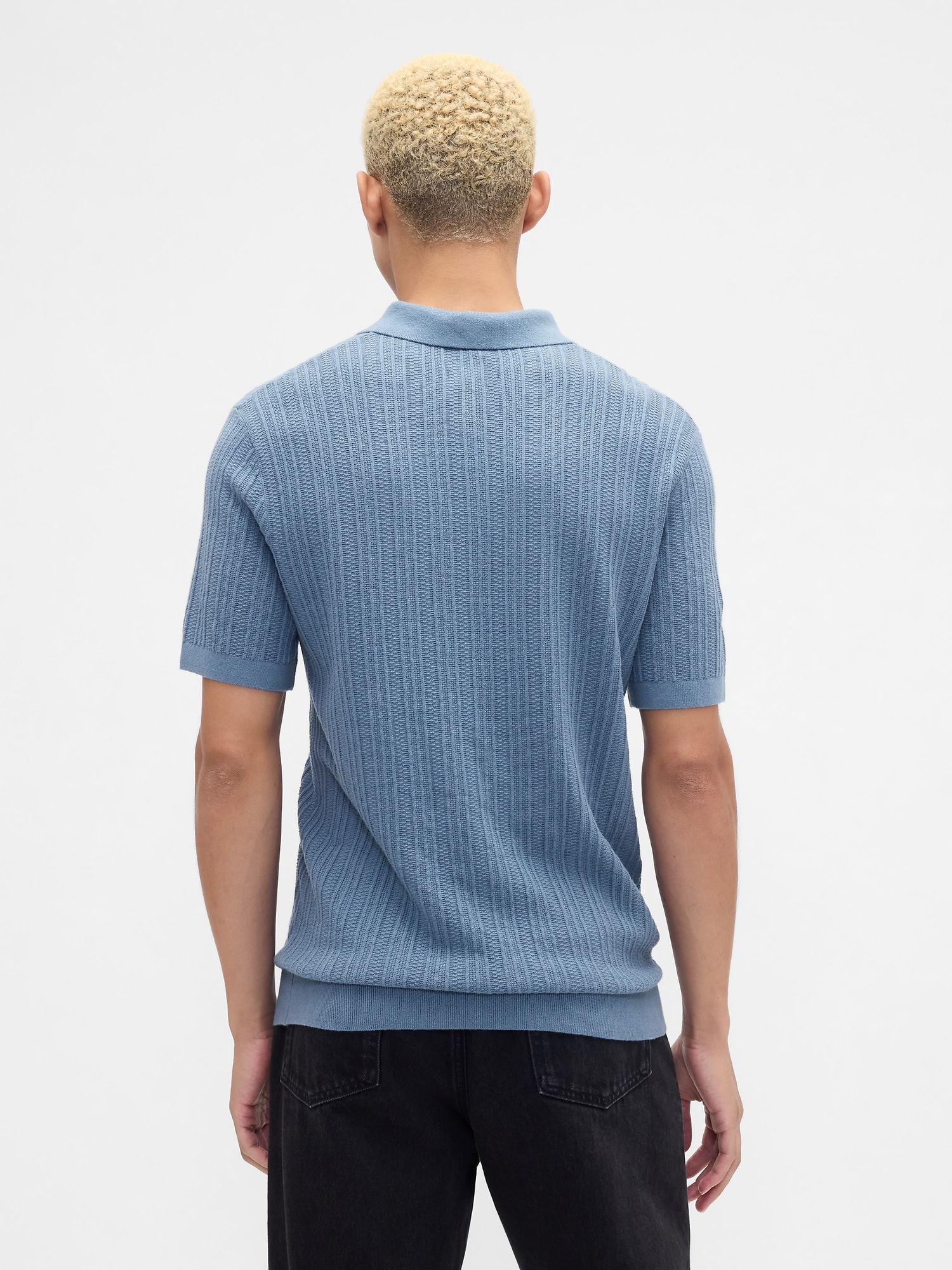 Gap Factory Textured Sweater Polo Shirt Shirt In Blue