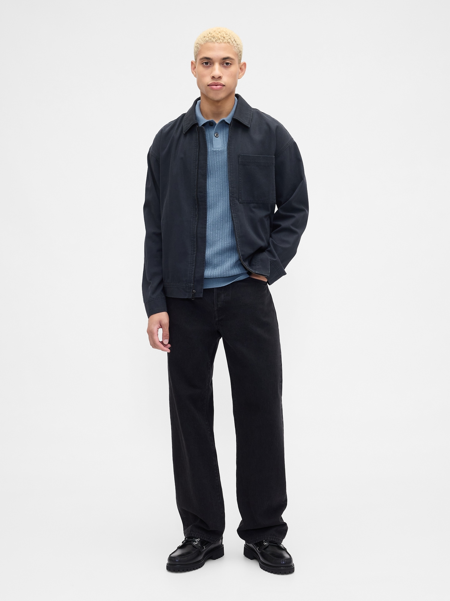 Gap Factory Textured Sweater Polo Shirt Shirt In Blue