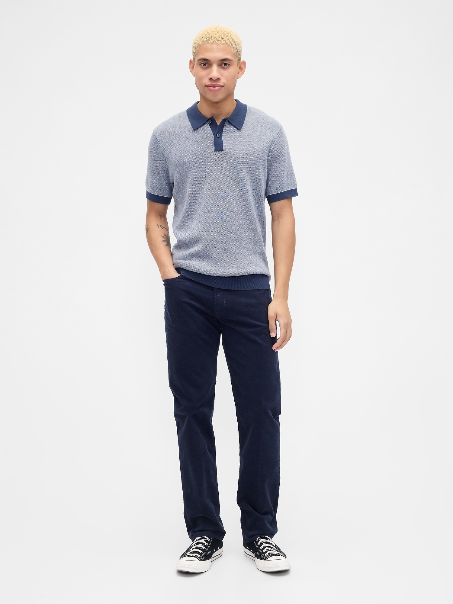 Straight Corduroy Pants - Vintage Navy