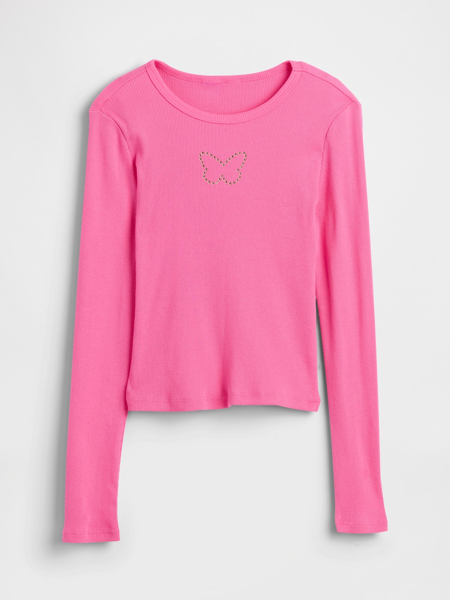Kids Ribbed Pointelle T-Shirt - Love Letter Pink