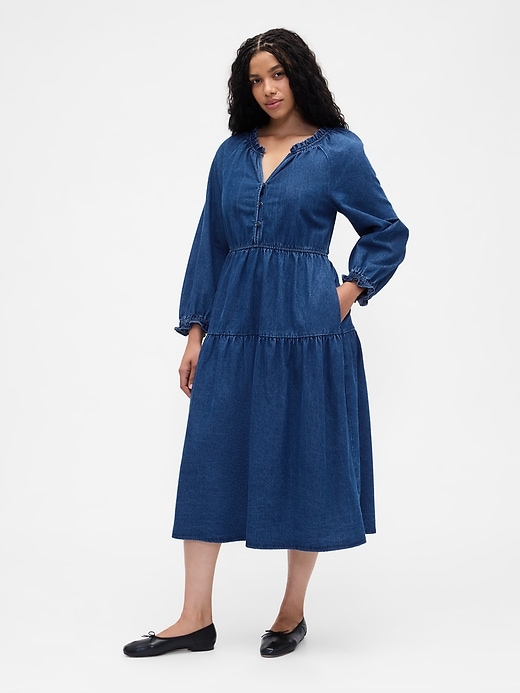 Image number 4 showing, Tiered Denim Western Midi Dress