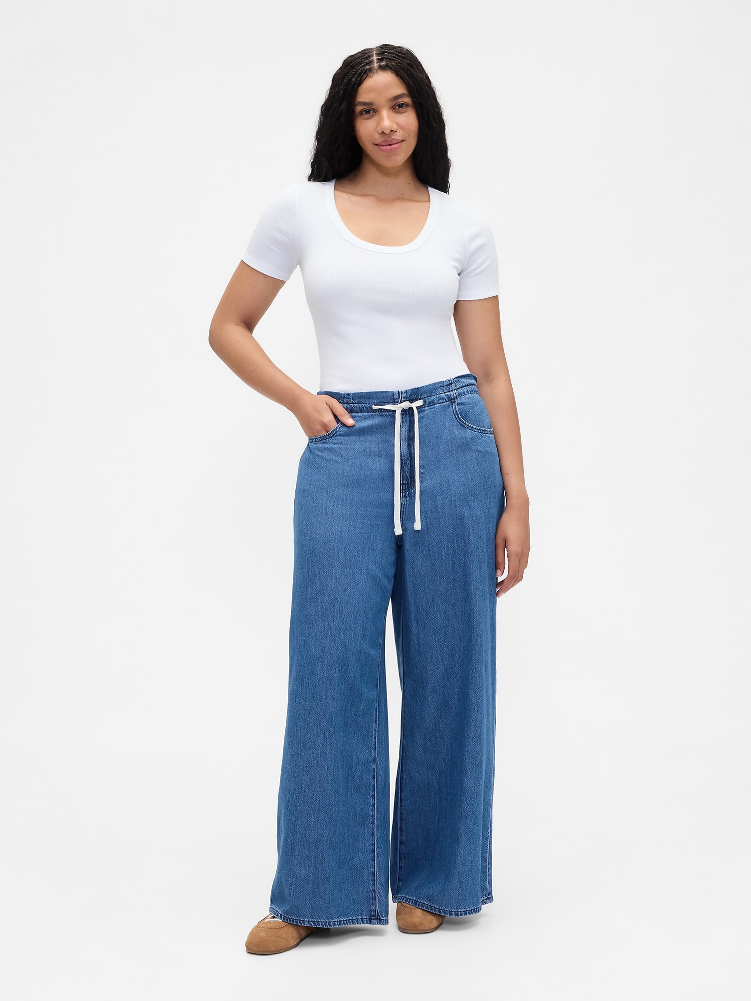Gap Factory High Rise Superlight Pull-on Baggy Jeans In Blue