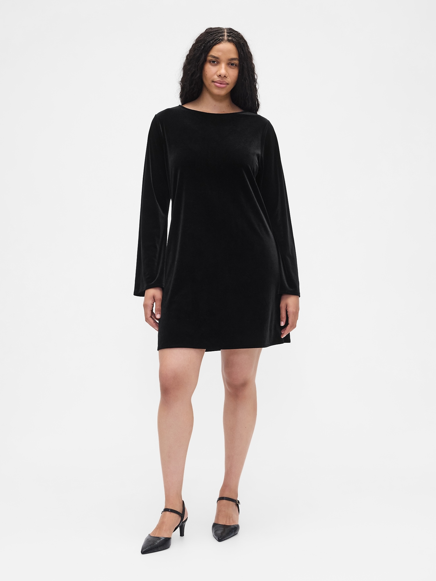 Gap Factory Satin Boatneck Mini Dress In Black