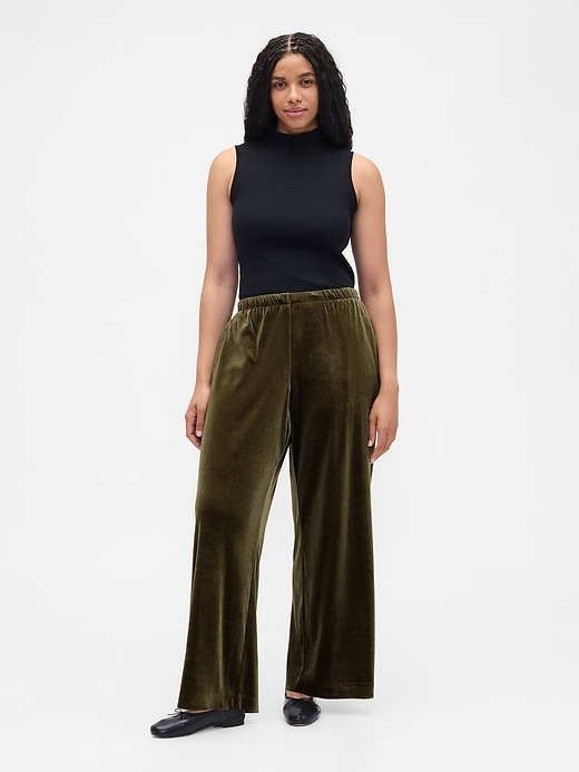 Image number 5 showing, Recycled Pull-On Velour Wide-Leg Pants