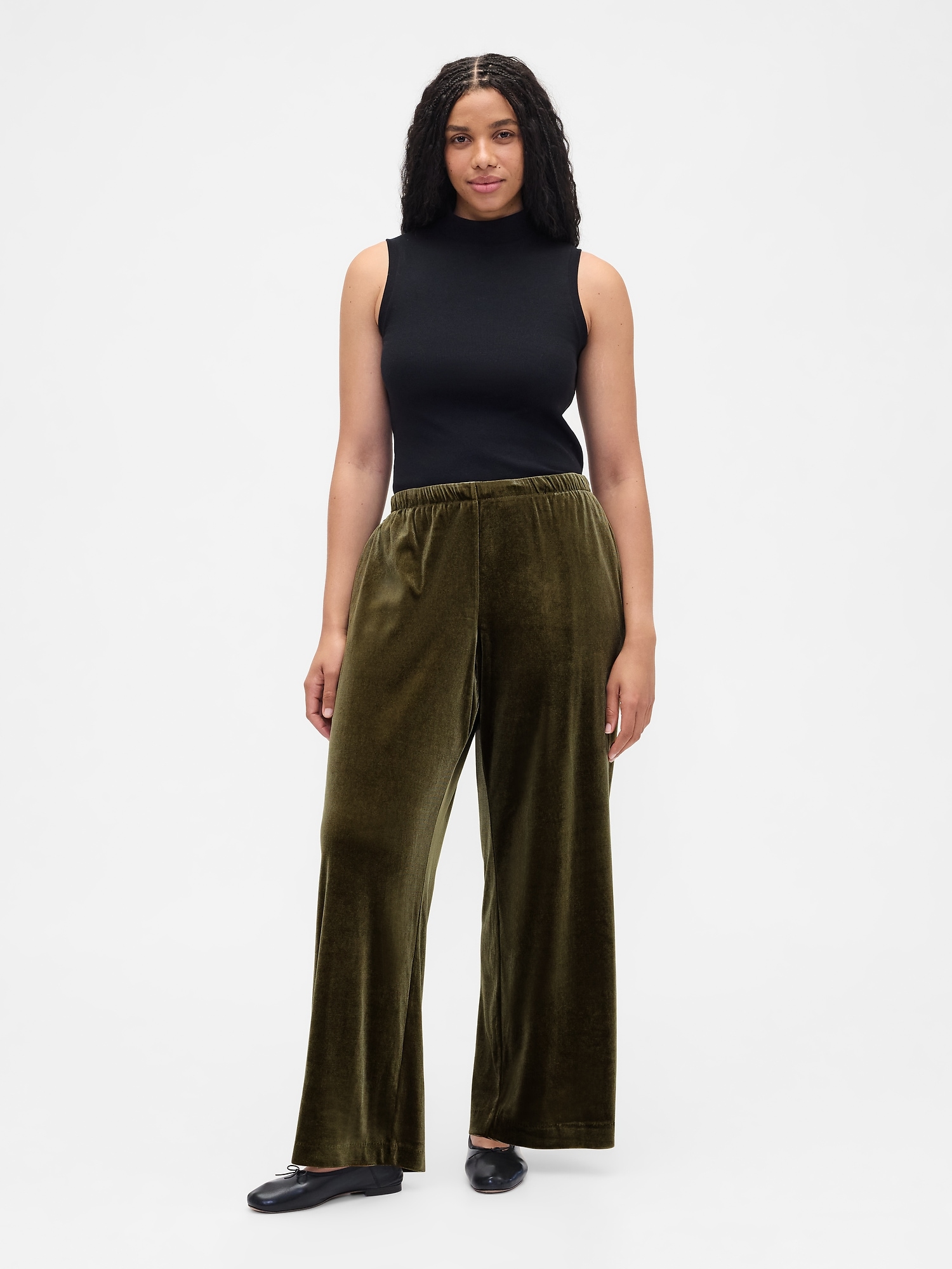 Gap Factory Recycled Pull-on Velour Wide-leg Pants In Brown